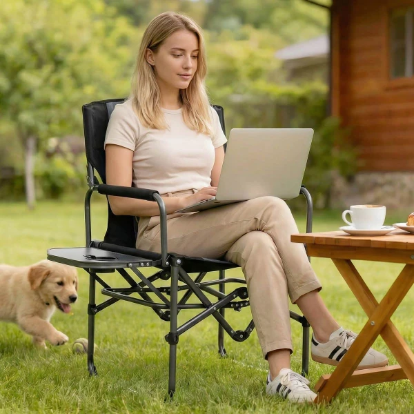 Folding Camping Chair with Side Table & Cup Holder (1-2 Pack) product image