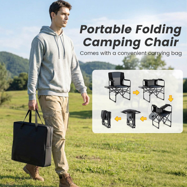 Folding Camping Chair with Side Table & Cup Holder product image