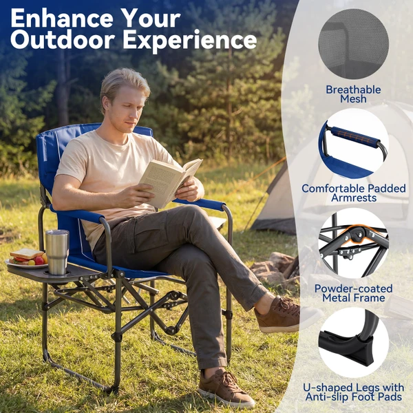 Folding Camping Chair with Side Table & Cup Holder (1-2 Pack) product image