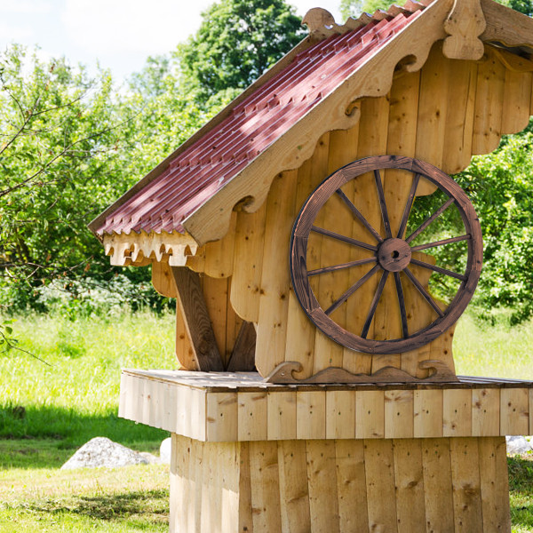 30" Decorative Vintage Wood Wagon Wheel (Set of 2) product image