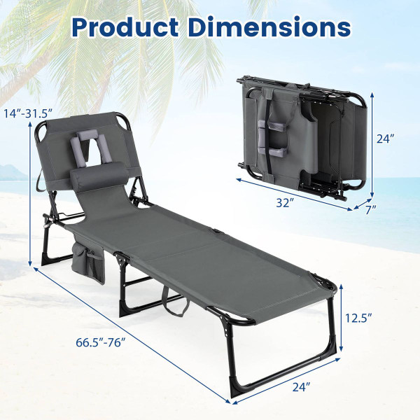 Portable Adjustable Chaise Lounge Tanning Chair product image