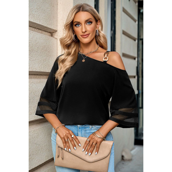 One Shoulder Buckled Strap Blouse product image