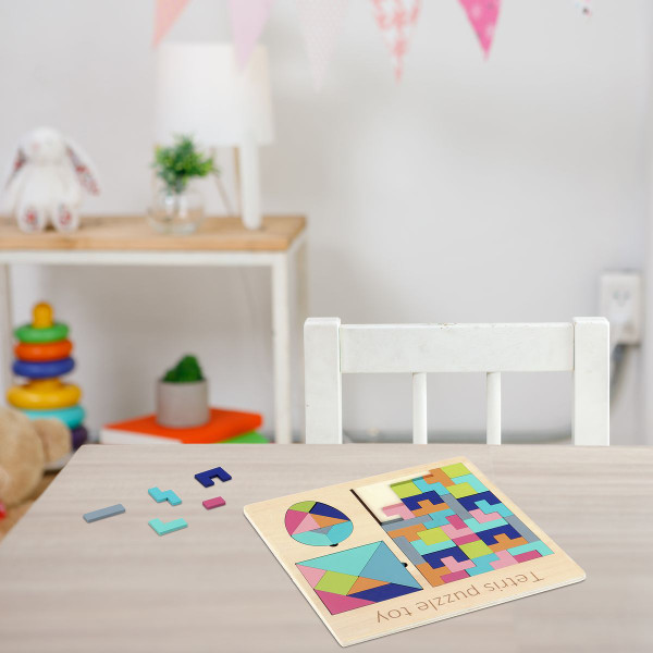 3-in-1 Tetris Tengram Wooden Board Learning Puzzle for Kids product image