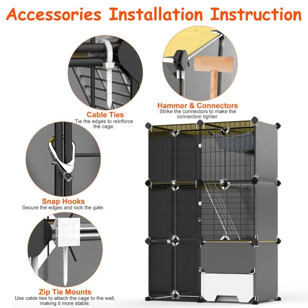 3-Tier Cat Cage  with Litter Box and Hammock product image
