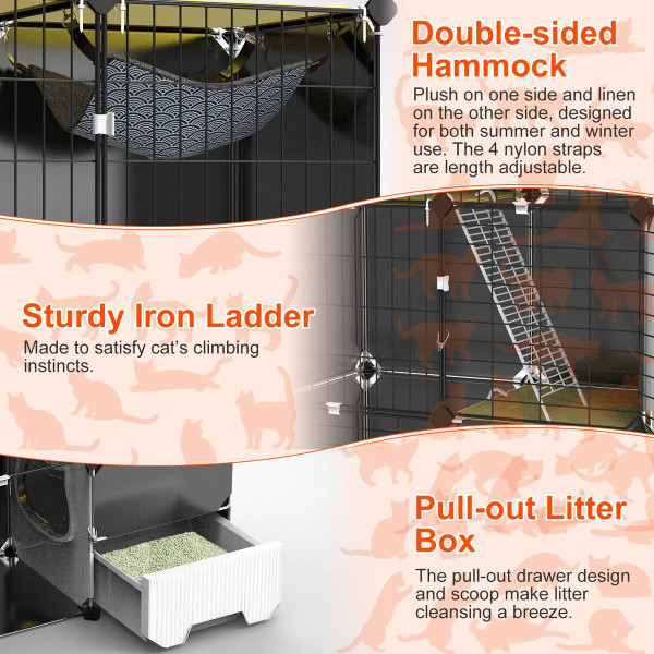 3-Tier Cat Cage  with Litter Box and Hammock product image