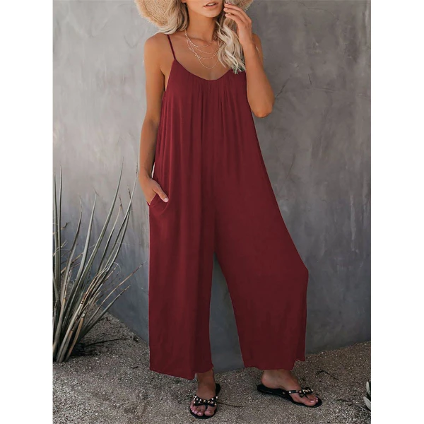 Loose Wide-Leg Romper with Pockets product image