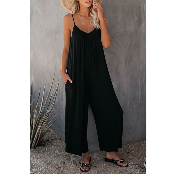 Loose Wide-Leg Romper with Pockets product image