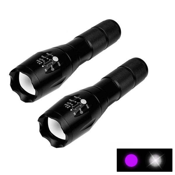 2-in-1 UV + White Zoomable LED Flashlight (2-Pack) product image