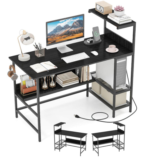 48” Computer Desk with Power Outlets & Storage Shelves product image
