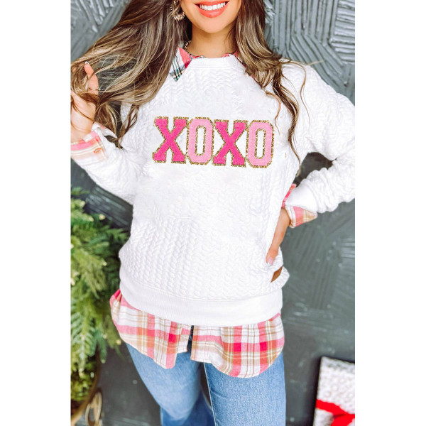 Logan XOXO Glitter Chenille Cable Knit Pullover Sweatshirt product image