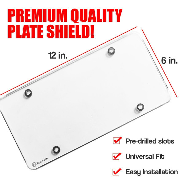 Zone Tech Clear License Plate Shields (2-Pack) product image