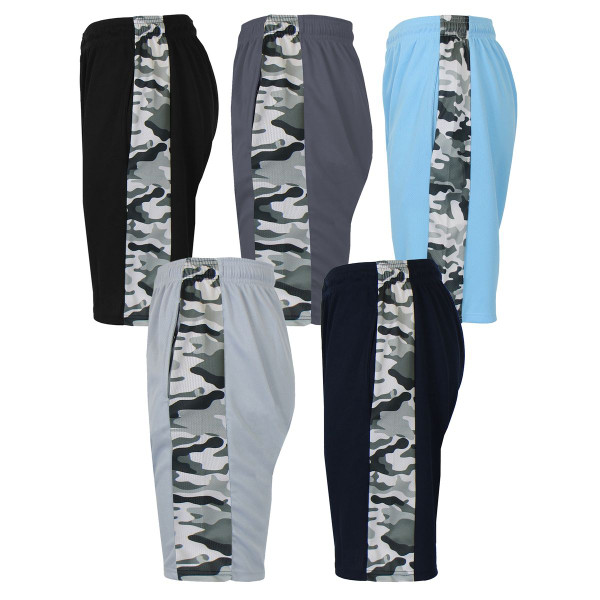 5-Pack Moisture Wicking Performance Active Mesh Shorts with Design  product image