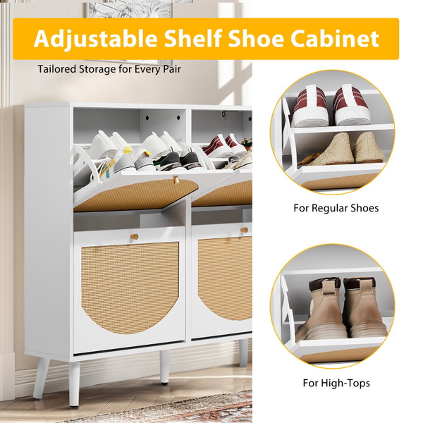Rattan Shoe Cabinet with 4 Flip Drawers product image