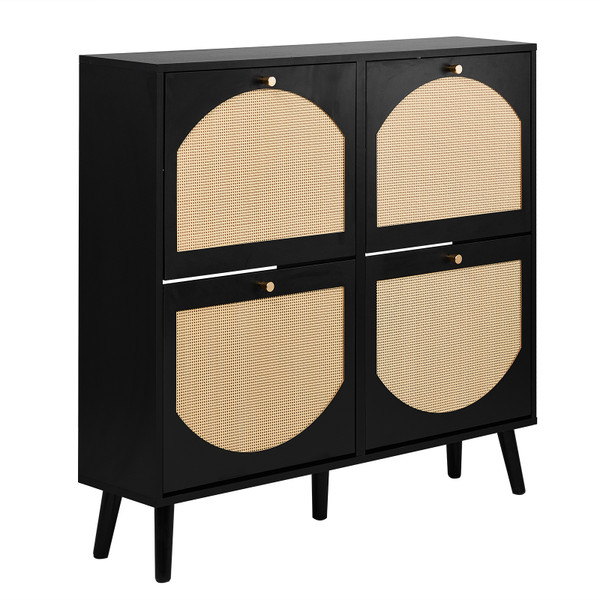 Rattan Shoe Cabinet with 4 Flip Drawers product image