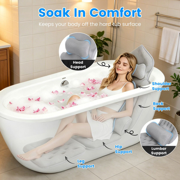 Full Body Bathtub Pillow with Headrest & Lumbar Support product image