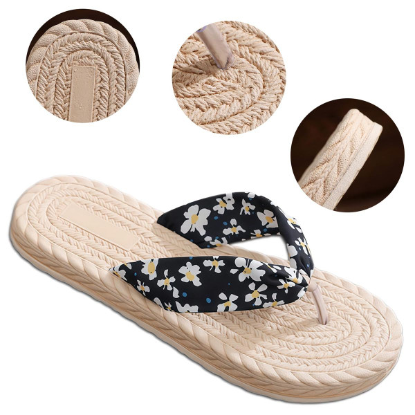 Women's Boho Floral Fabric Strap Flip-Flops product image