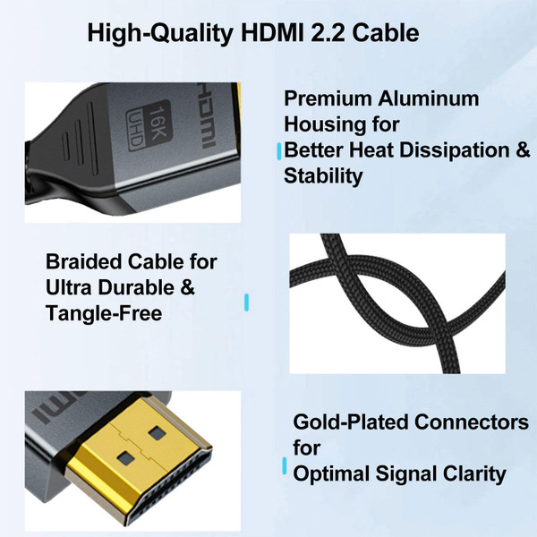 6.6FT 96Gbps Ultra High Speed 16K HDMI 2.2 Cable (1- or 2-Pack) product image