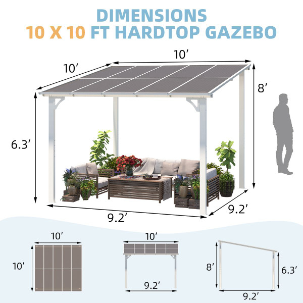  10’ x 10' Outdoor Patio Lean to Gazebo Awnings product image