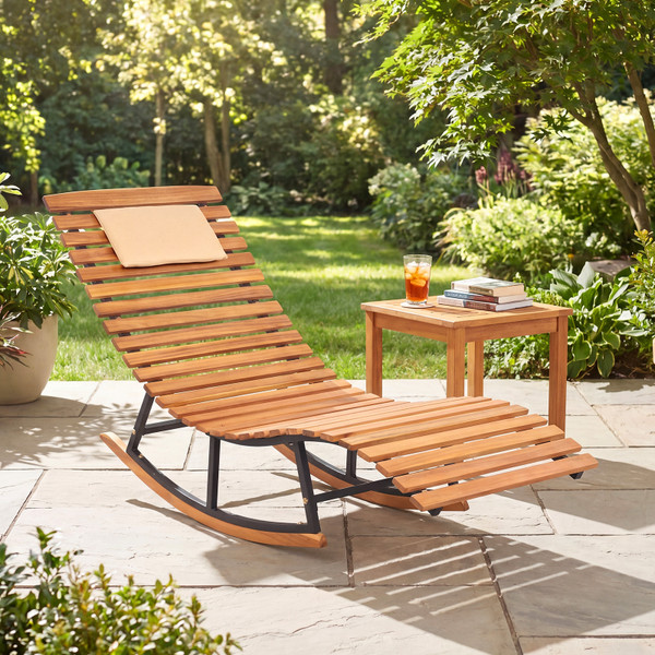 Patio Acacia Wood Rocking Chaise (1- or 2-Pack) product image