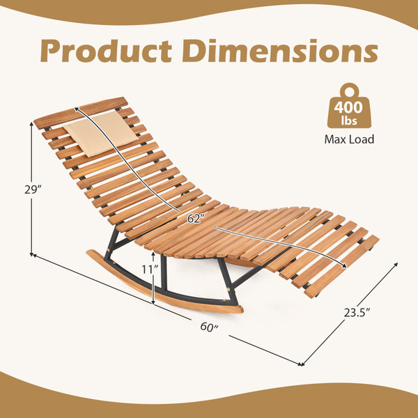 Patio Acacia Wood Rocking Chaise (1- or 2-Pack) product image