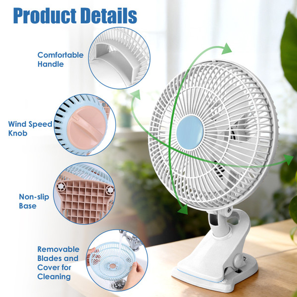 2 Speed Oscillating Clip-On Fan  product image