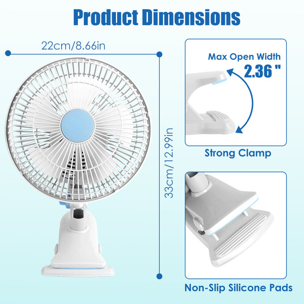 2 Speed Oscillating Clip-On Fan  product image