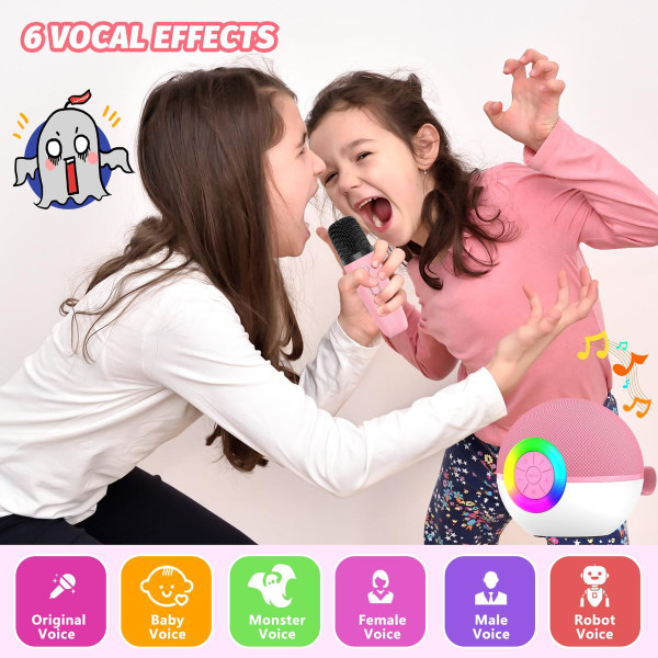 Portable Mini Karaoke Machine for Kids, Bluetooth Speaker with Wireless Microphone,MP3 Player,Perfect for Birthday and Family Parties(2 Mic) product image