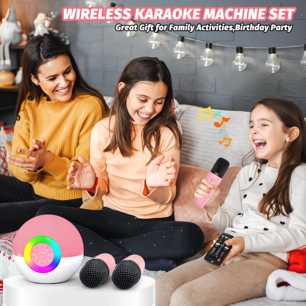 Portable Mini Karaoke Machine for Kids, Bluetooth Speaker with Wireless Microphone,MP3 Player,Perfect for Birthday and Family Parties(2 Mic) product image