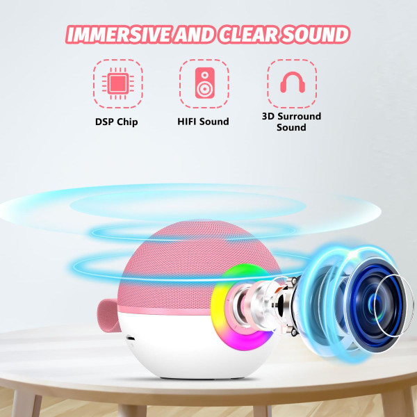 Portable Mini Karaoke Machine for Kids, Bluetooth Speaker with Wireless Microphone,MP3 Player,Perfect for Birthday and Family Parties(2 Mic) product image