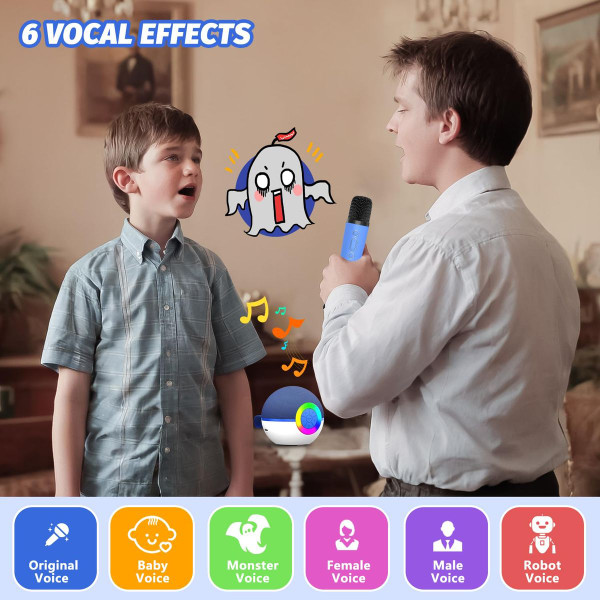Portable Mini Karaoke Machine for Kids, Bluetooth Speaker with Wireless Microphone,MP3 Player,Perfect for Birthday and Family Parties(2 Mic) product image