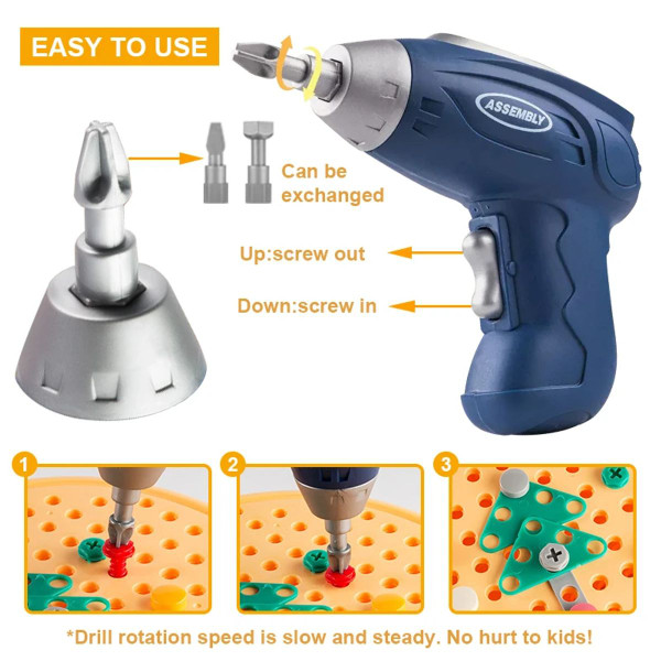 Children Electric Drill Toolbox Driller Games Tool Toy for Boys Girls Montessori Screw Puzzle Kid Pretend Play Toys Gift product image