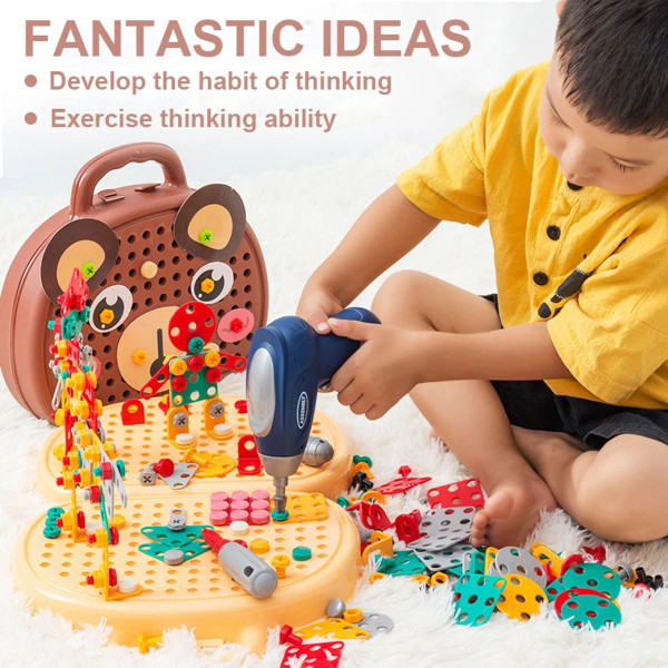 Children Electric Drill Toolbox Driller Games Tool Toy for Boys Girls Montessori Screw Puzzle Kid Pretend Play Toys Gift product image