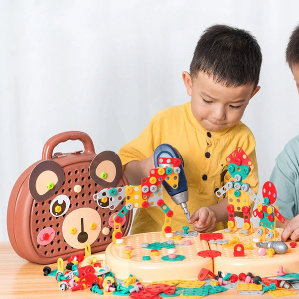 Children Electric Drill Toolbox Driller Games Tool Toy for Boys Girls Montessori Screw Puzzle Kid Pretend Play Toys Gift product image
