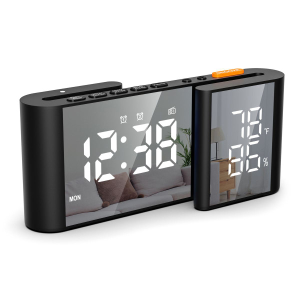 Dual Screen LED Digital Alarm Clock with FM Radio Temperature and Humidity Display product image