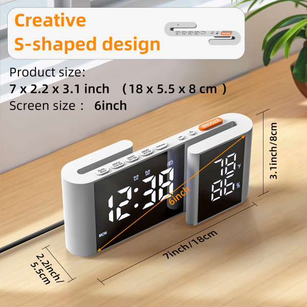 Dual Screen LED Digital Alarm Clock with FM Radio Temperature and Humidity Display product image