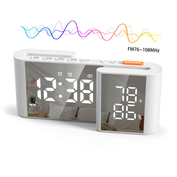 Dual Screen LED Digital Alarm Clock with FM Radio Temperature and Humidity Display product image