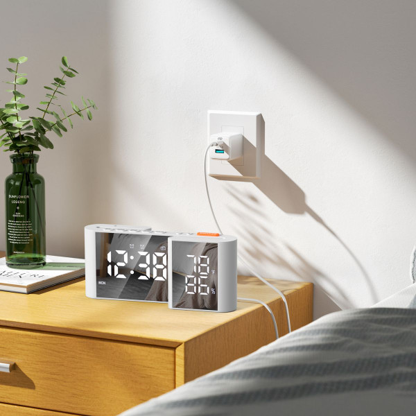Dual Screen LED Digital Alarm Clock with FM Radio Temperature and Humidity Display product image
