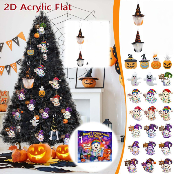 Halloween CountDown Advent Calendar with Ghost Gnome Pumpkin Plush Toys Dolls Pendants Ornaments For Indoor Outdoor Home Party Decoration product image