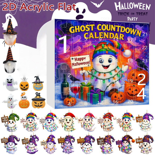 Halloween CountDown Advent Calendar with Ghost Gnome Pumpkin Plush Toys Dolls Pendants Ornaments For Indoor Outdoor Home Party Decoration product image