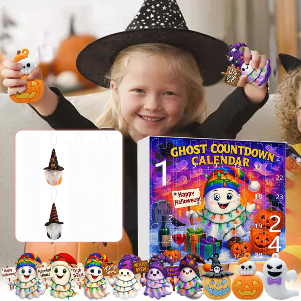 Halloween CountDown Advent Calendar with Ghost Gnome Pumpkin Plush Toys Dolls Pendants Ornaments For Indoor Outdoor Home Party Decoration product image