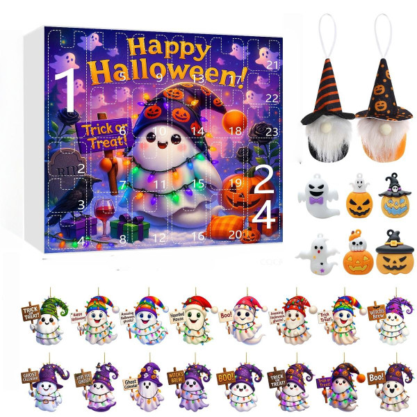 Halloween CountDown Advent Calendar with Ghost Gnome Pumpkin Plush Toys Dolls Pendants Ornaments For Indoor Outdoor Home Party Decoration product image
