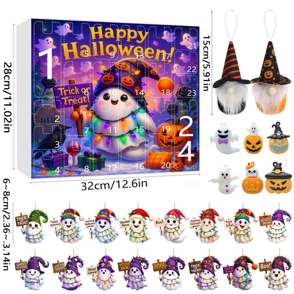 Halloween CountDown Advent Calendar with Ghost Gnome Pumpkin Plush Toys Dolls Pendants Ornaments For Indoor Outdoor Home Party Decoration product image