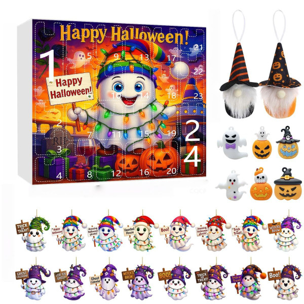 Halloween CountDown Advent Calendar with Ghost Gnome Pumpkin Plush Toys Dolls Pendants Ornaments For Indoor Outdoor Home Party Decoration product image