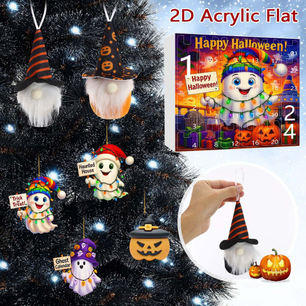 Halloween CountDown Advent Calendar with Ghost Gnome Pumpkin Plush Toys Dolls Pendants Ornaments For Indoor Outdoor Home Party Decoration product image
