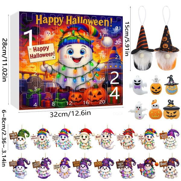 Halloween CountDown Advent Calendar with Ghost Gnome Pumpkin Plush Toys Dolls Pendants Ornaments For Indoor Outdoor Home Party Decoration product image