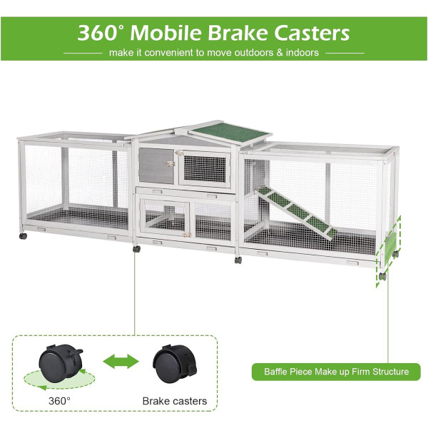 94.5'' Outdoor Rabbit Hutch with 8 Wheels product image