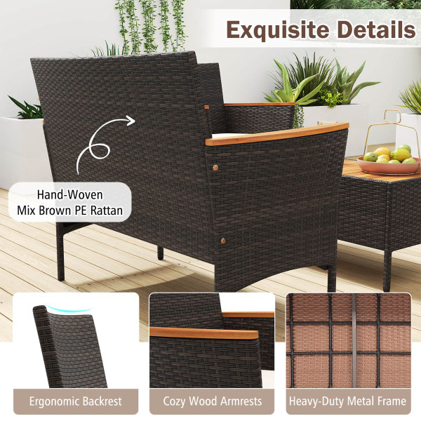 4-Piece Patio Wicker Sofa Set With Coffee Table product image