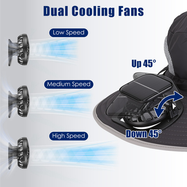 Wide Brim Sun Hat with Dual Cooling Fans product image