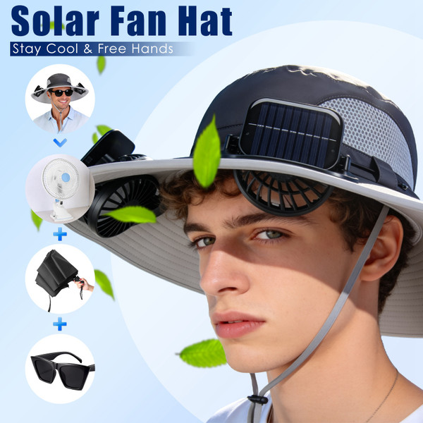 Wide Brim Sun Hat with Dual Cooling Fans product image
