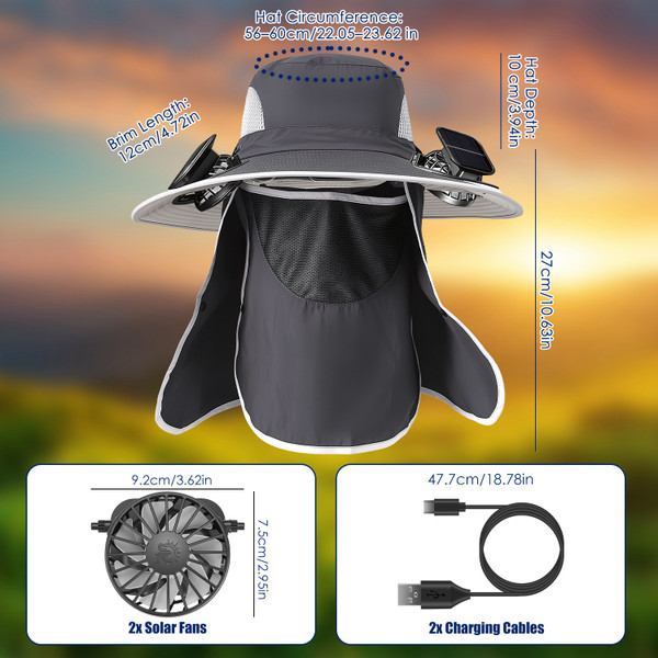 Wide Brim Sun Hat with Dual Cooling Fans product image